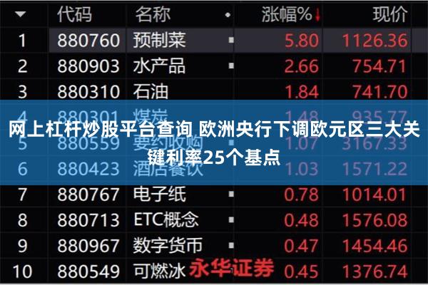 网上杠杆炒股平台查询 欧洲央行下调欧元区三大关键利率25个基点