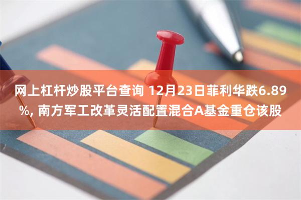 网上杠杆炒股平台查询 12月23日菲利华跌6.89%, 南方军工改革灵活配置混合A基金重仓该股